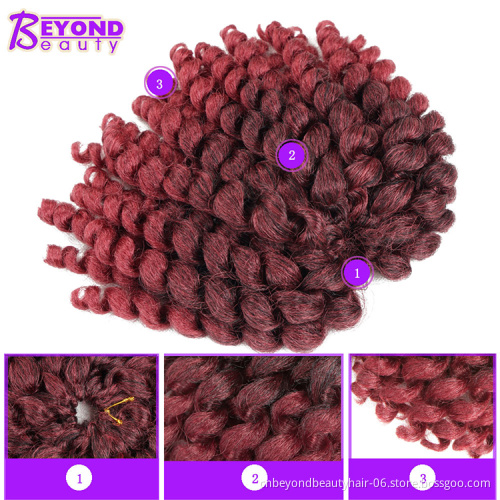 Kinky Wand Curl Crochet Braids Hair Water Deep Wave Hair 8 inch Synthetic Crochet Braiding Hair Extension Bulk private label